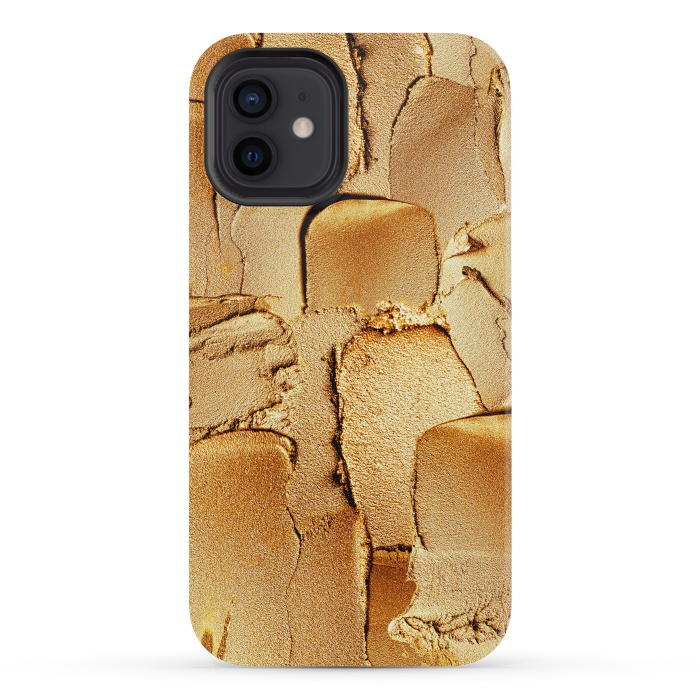 iPhone 12 mini StrongFit Faux Gold Acrylic Brush Strokes by  Utart