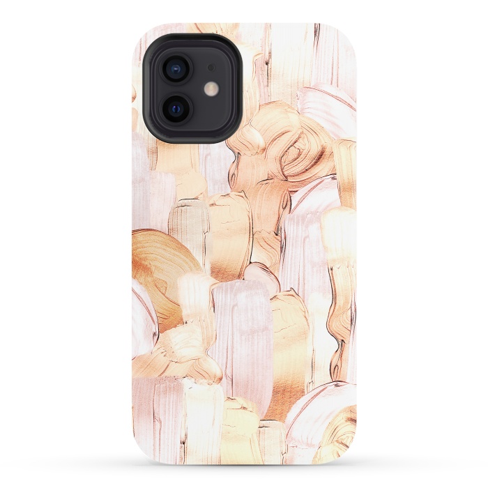 iPhone 12 StrongFit Blush Faux Gold Copper Acrylic Brush Strokes by  Utart