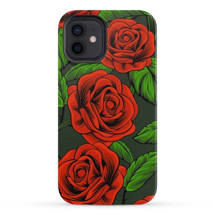 iPhone 12 mini StrongFit red roses by haroulita