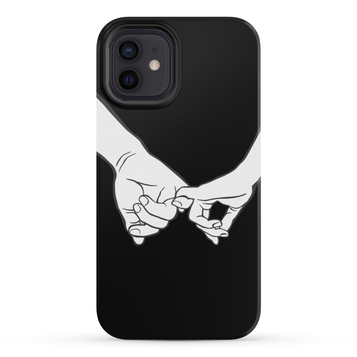 iPhone 12 mini StrongFit Couple holding hands minimal line art valentine drawing by Oana 