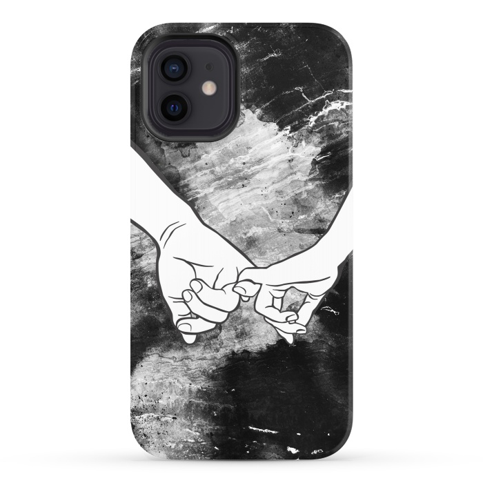 iPhone 12 StrongFit Couple holding hands dark marble by Oana 