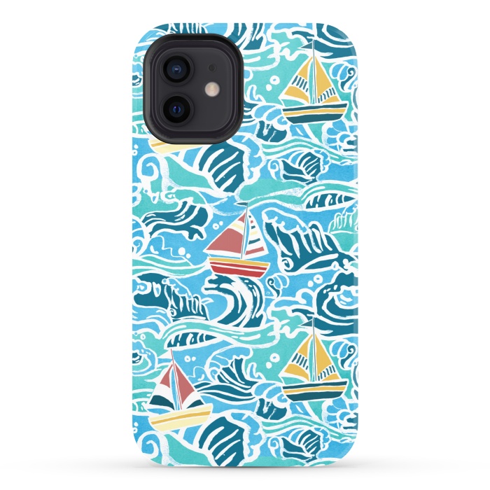 iPhone 12 StrongFit Sailboats & Waves by Tangerine-Tane
