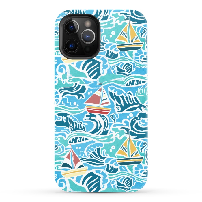 iPhone 12 Pro StrongFit Sailboats & Waves by Tangerine-Tane