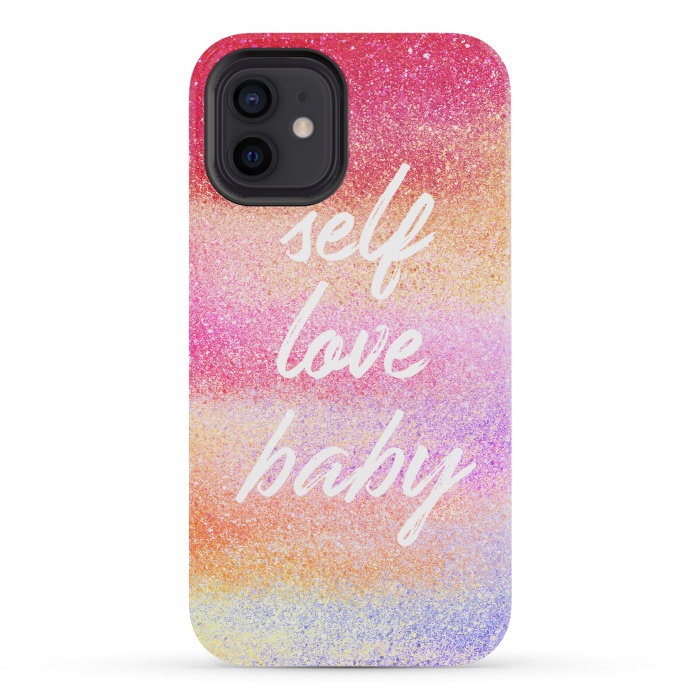 iPhone 12 mini StrongFit Self Love colorful gradient glitter by Oana 