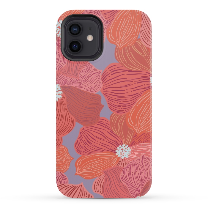 iPhone 12 mini StrongFit Coral floral by Nina Leth