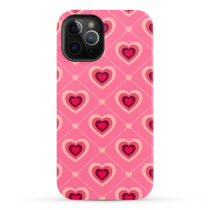 iPhone 12 Pro StrongFit TED WHITE HEARTS PATTERN by MALLIKA