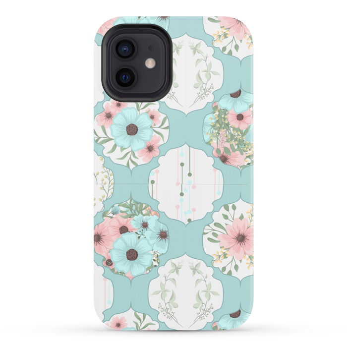 iPhone 12 StrongFit BLUE FLORAL PATCHWORK  by MALLIKA