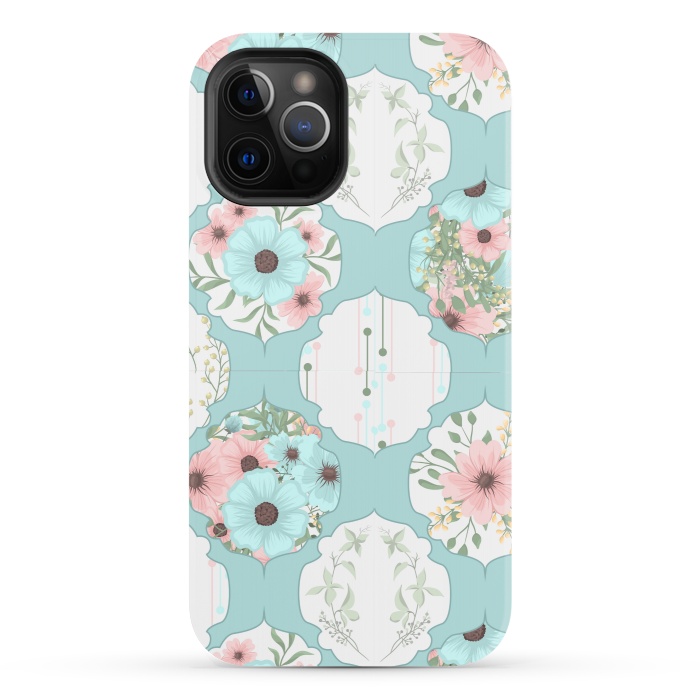 iPhone 12 Pro StrongFit BLUE FLORAL PATCHWORK  by MALLIKA