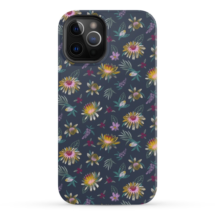 iPhone 12 Pro StrongFit Blue Floral by Tishya Oedit