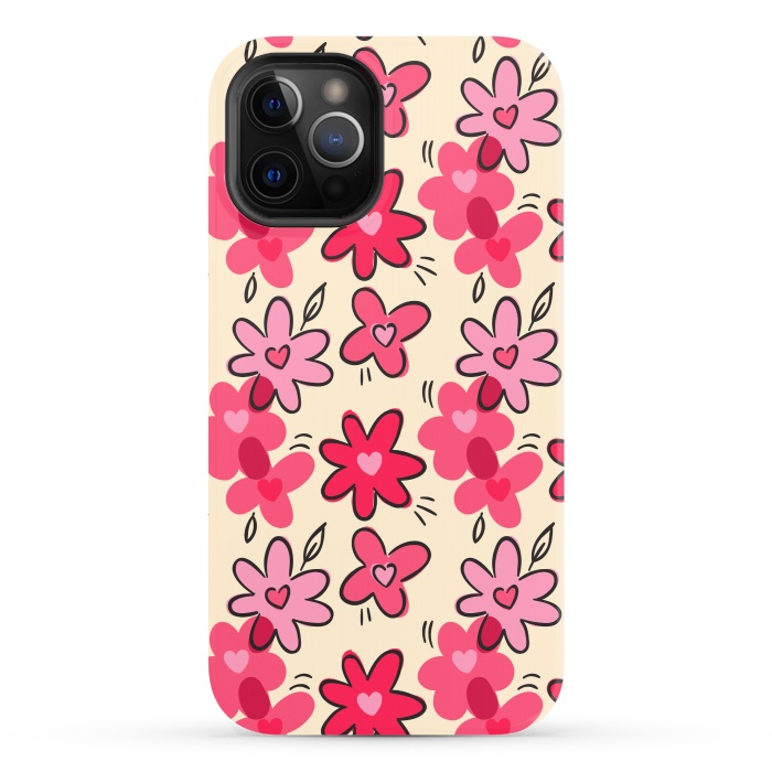 iPhone 12 Pro StrongFit FLORAL HEART PATTERN by MALLIKA