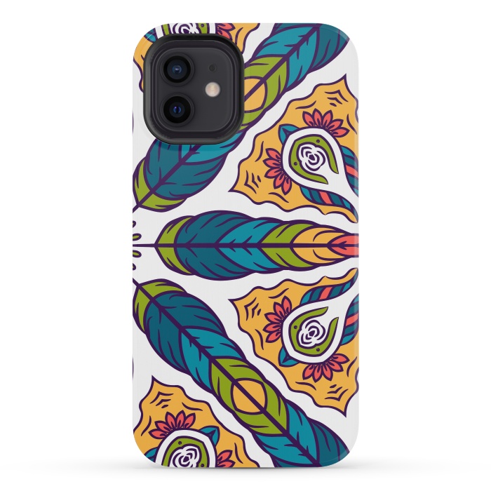 iPhone 12 mini StrongFit FEATHER PATTERN 4  by MALLIKA