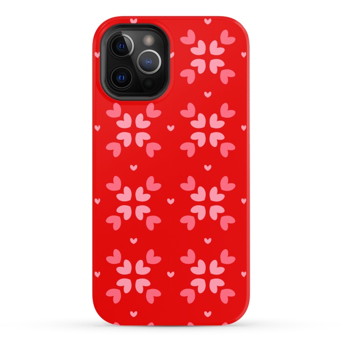 iPhone 12 Pro StrongFit cute hearts red pattern by MALLIKA