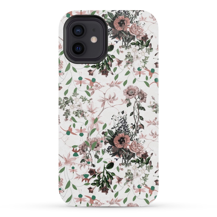 iPhone 12 mini StrongFit Pastel pink wild flower meadow by Oana 