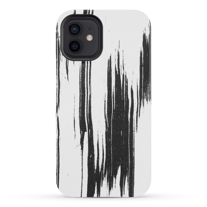 iPhone 12 mini StrongFit Black ink brushstroke on white background by Oana 