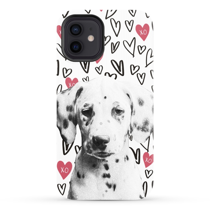 iPhone 12 StrongFit Cute Dalmatian and hearts Valentine's day by Oana 