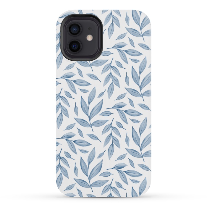 iPhone 12 mini StrongFit blue leaves by Alena Ganzhela