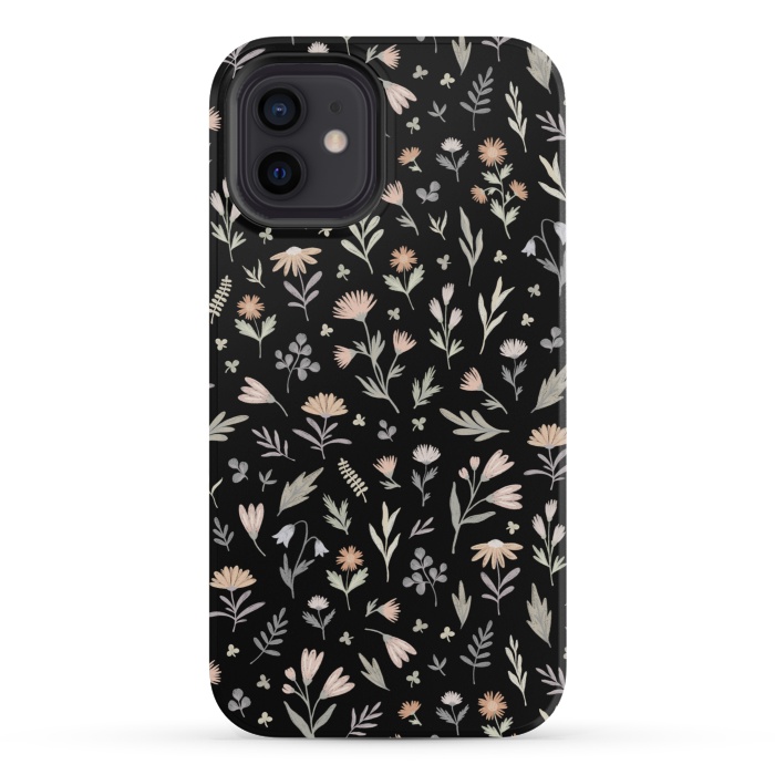 iPhone 12 mini StrongFit gentle flora on a black by Alena Ganzhela
