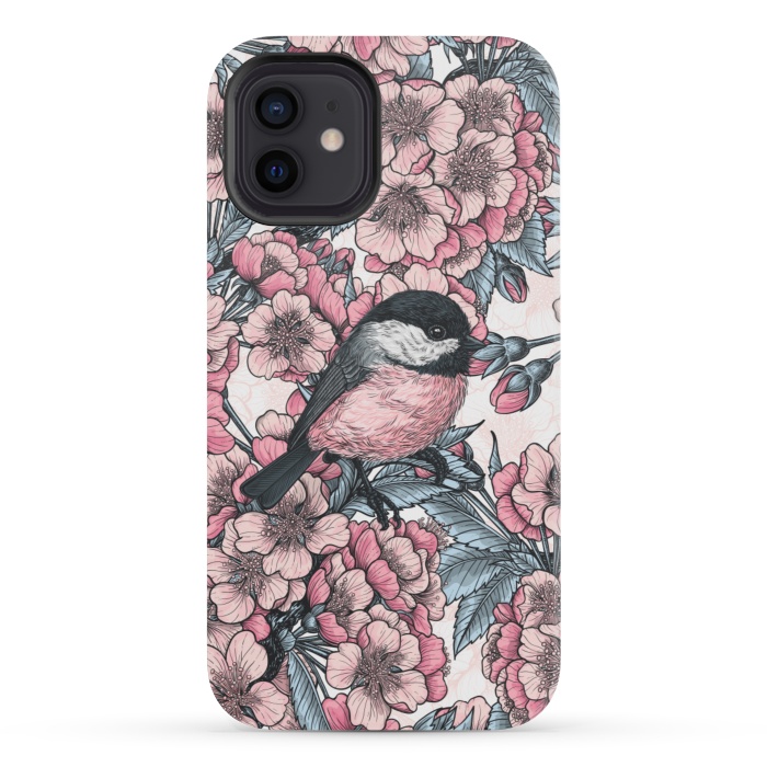 iPhone 12 mini StrongFit Chickadee garden by Katerina Kirilova
