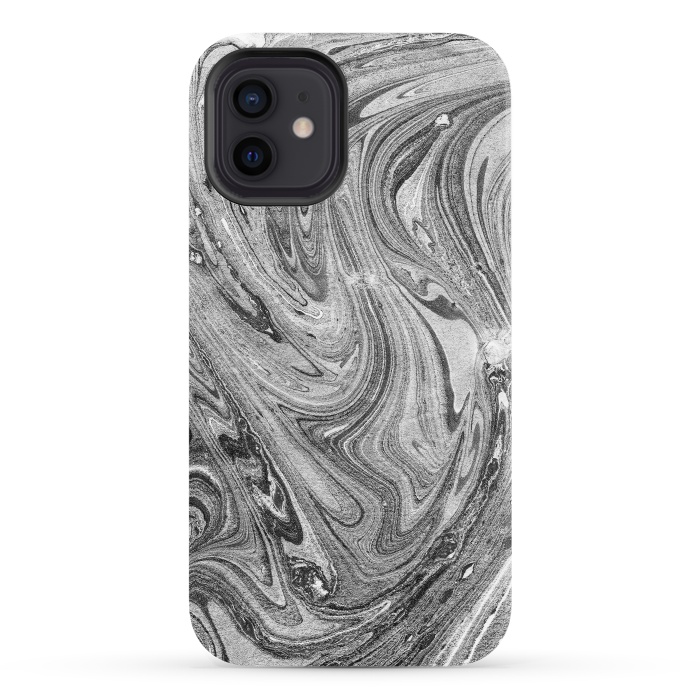 iPhone 12 StrongFit Dark grey marble swirl by Oana 