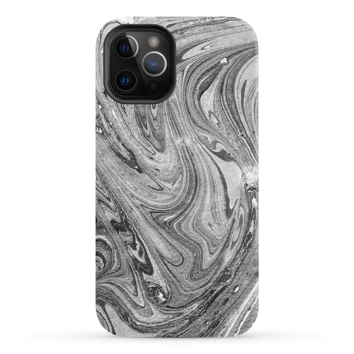 iPhone 12 Pro StrongFit Dark grey marble swirl by Oana 
