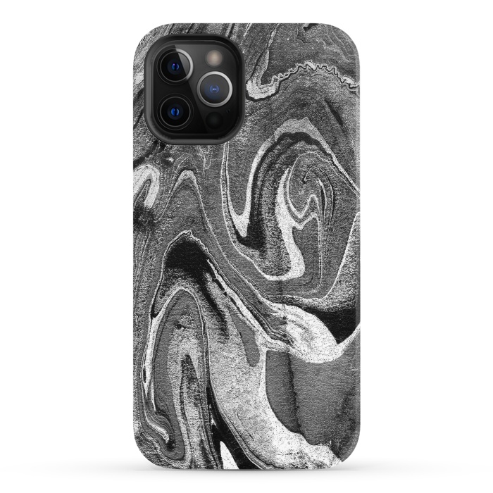 iPhone 12 Pro StrongFit black grey liquid marble by Oana 