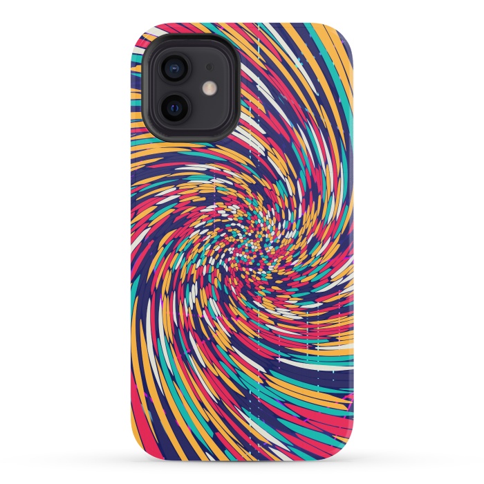 iPhone 12 StrongFit multi colour spiral print 2 by MALLIKA