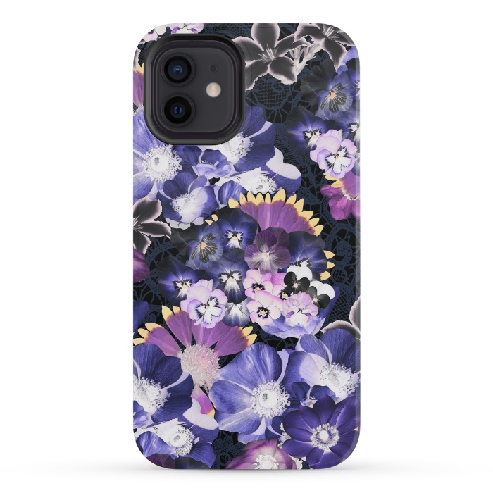 iPhone 12 mini StrongFit Purple flowers collage by Oana 