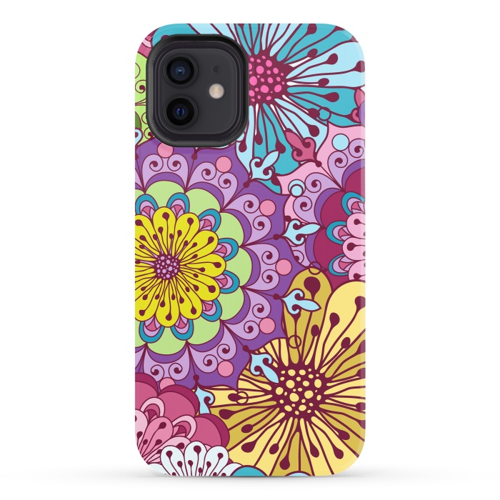 iPhone 12 StrongFit Brightly Colored Flowers by ArtsCase