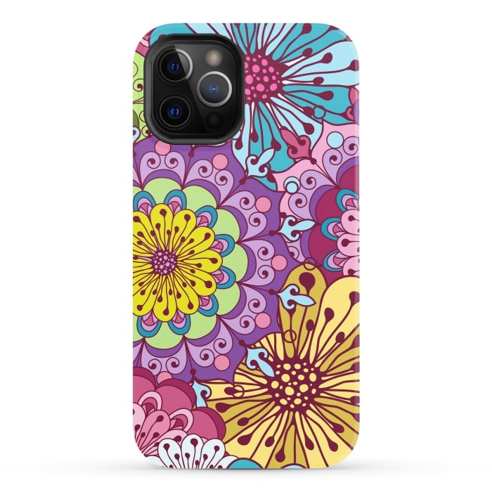 iPhone 12 Pro StrongFit Brightly Colored Flowers by ArtsCase
