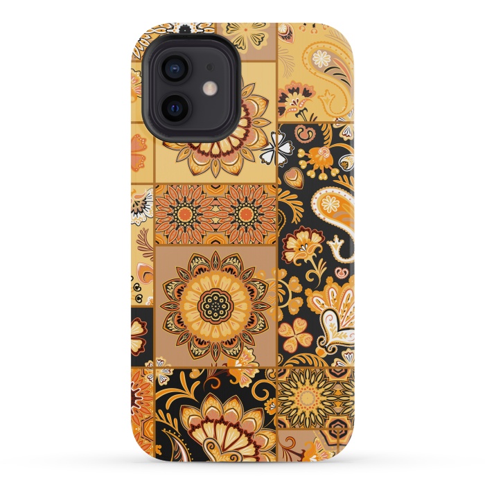 iPhone 12 mini StrongFit Patchwork with Paisley and Mandala in Colorful by ArtsCase