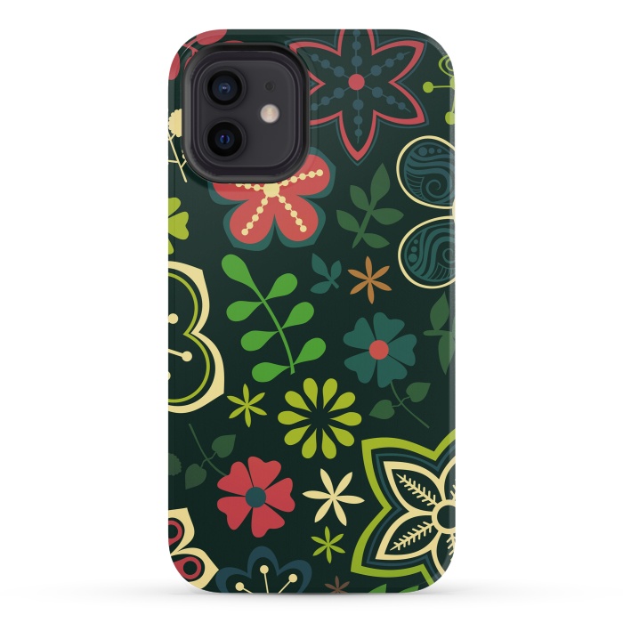 iPhone 12 mini StrongFit Seamless Flowers and Birds by ArtsCase