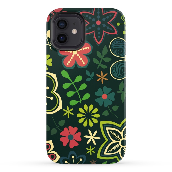 iPhone 12 StrongFit Seamless Flowers and Birds by ArtsCase