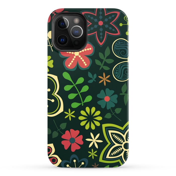 iPhone 12 Pro StrongFit Seamless Flowers and Birds by ArtsCase