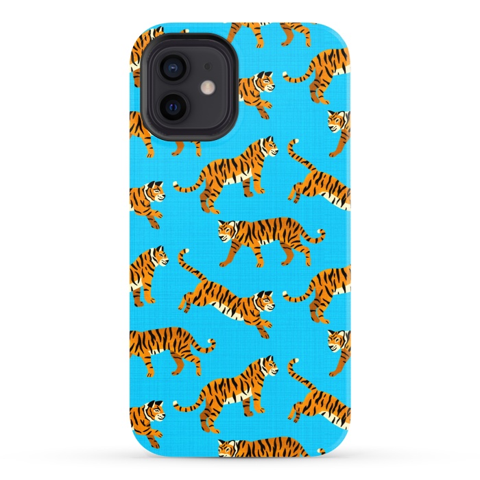 iPhone 12 StrongFit Bangel Tigers - Electric Blue  by Tigatiga