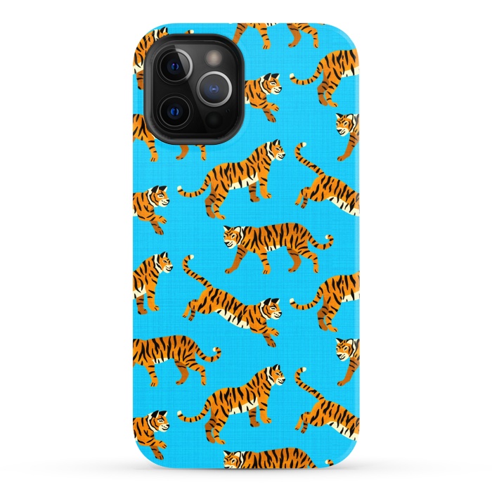 iPhone 12 Pro StrongFit Bangel Tigers - Electric Blue  by Tigatiga