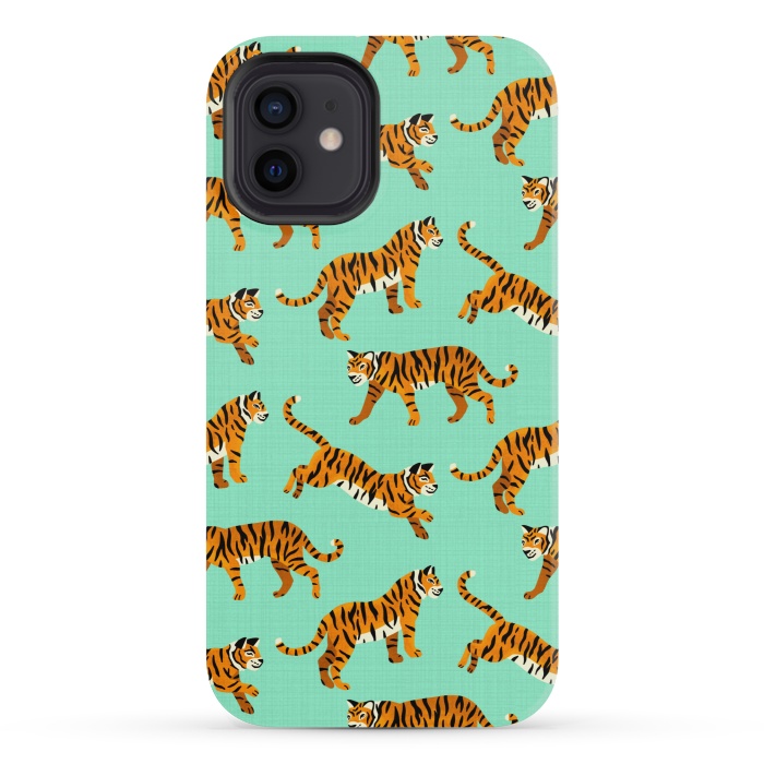 iPhone 12 mini StrongFit Bangel Tigers - Mint  by Tigatiga