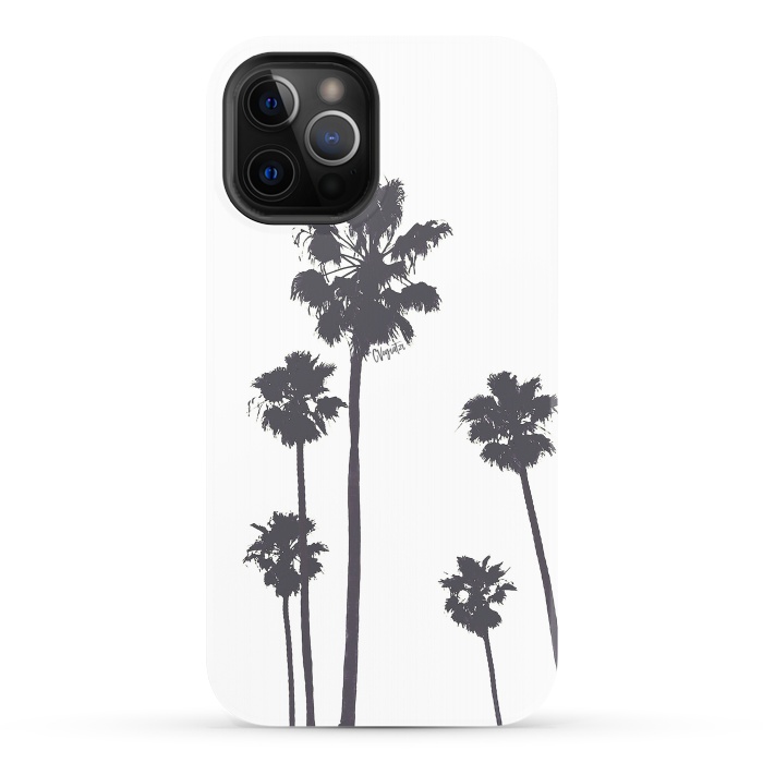iPhone 12 Pro StrongFit Palms & Sunset-Minimal B&W by ''CVogiatzi.