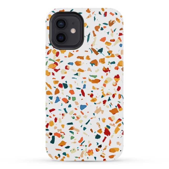 iPhone 12 mini StrongFit Tan Terrazzo | Eclectic Quirky Confetti Painting | Celebration Colorful Boho Happy Party Graphic  by Uma Prabhakar Gokhale