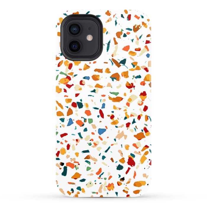 iPhone 12 StrongFit Tan Terrazzo | Eclectic Quirky Confetti Painting | Celebration Colorful Boho Happy Party Graphic  by Uma Prabhakar Gokhale