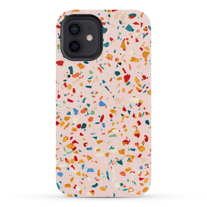 iPhone 12 mini StrongFit Blush Terrazzo | Pink Eclectic Speckles | Abstract Confetti Painting | Chic Bohemian Illustration by Uma Prabhakar Gokhale