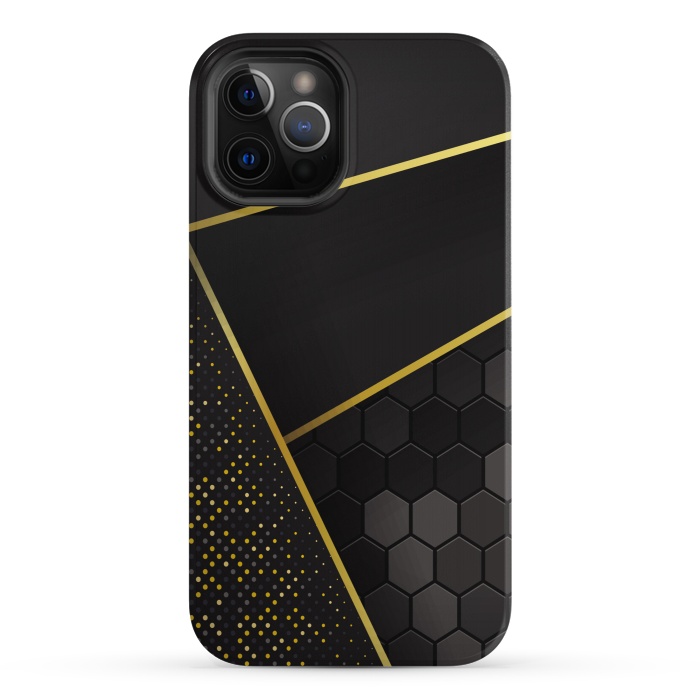 iPhone 12 Pro StrongFit black gold geometrical art by haroulita
