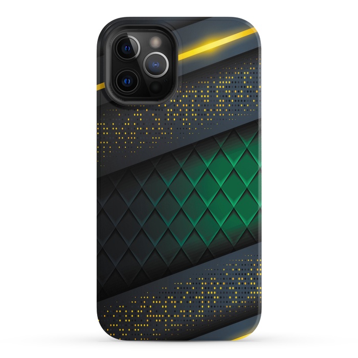 iPhone 12 Pro StrongFit black green geometrical by haroulita