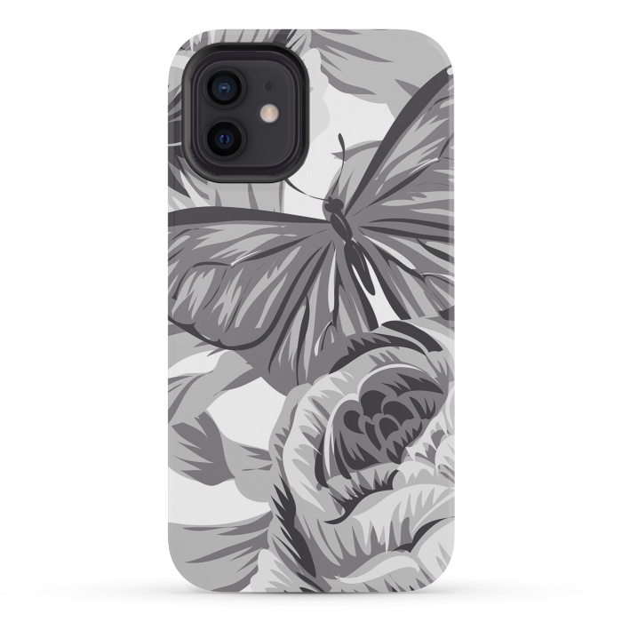 iPhone 12 mini StrongFit minimal floral butterfly by haroulita