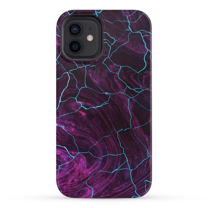 iPhone 12 mini StrongFit Metallic dark purple marble by Oana 