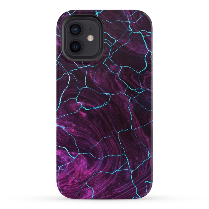 iPhone 12 StrongFit Metallic dark purple marble by Oana 