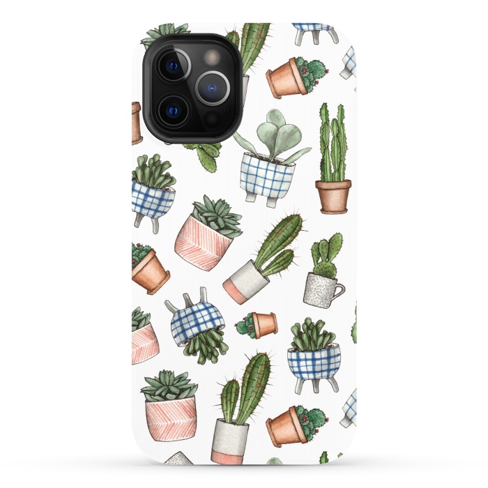 iPhone 12 Pro StrongFit watercolor houseplants in pots by Alena Ganzhela