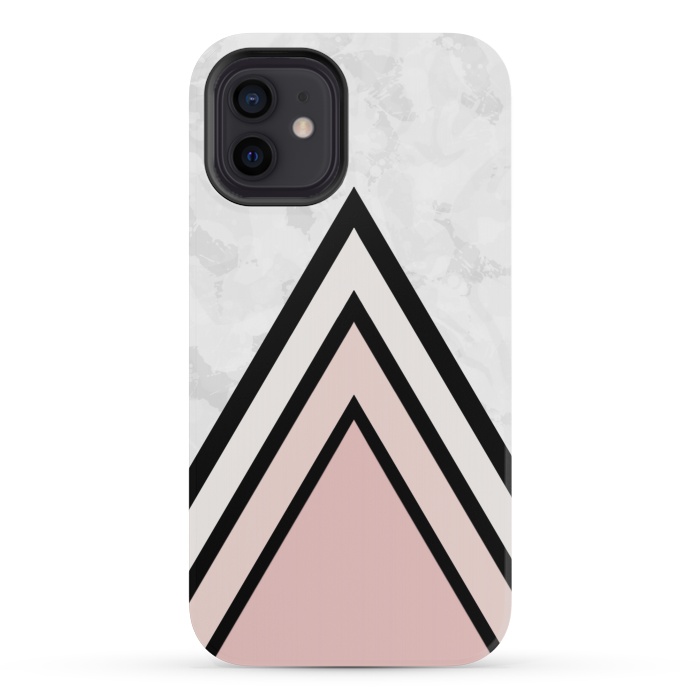 iPhone 12 mini StrongFit Black pink triangles by Jms