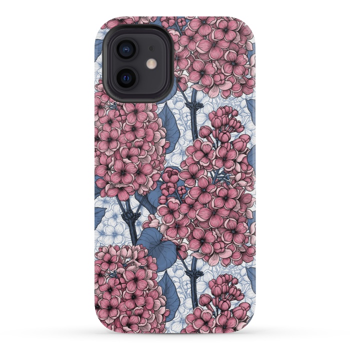 iPhone 12 mini StrongFit Lilac in pink and blue by Katerina Kirilova