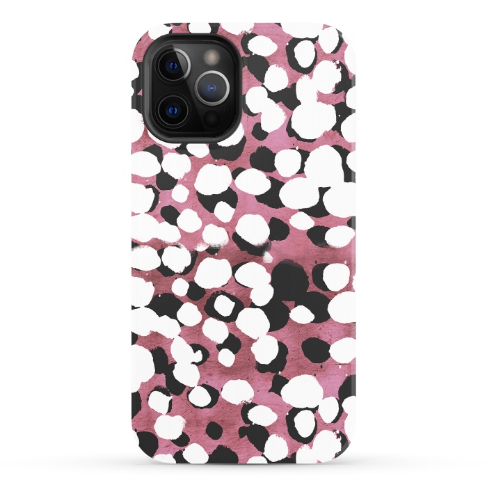 iPhone 12 Pro StrongFit Ink spots on metallic pink stone by Oana 