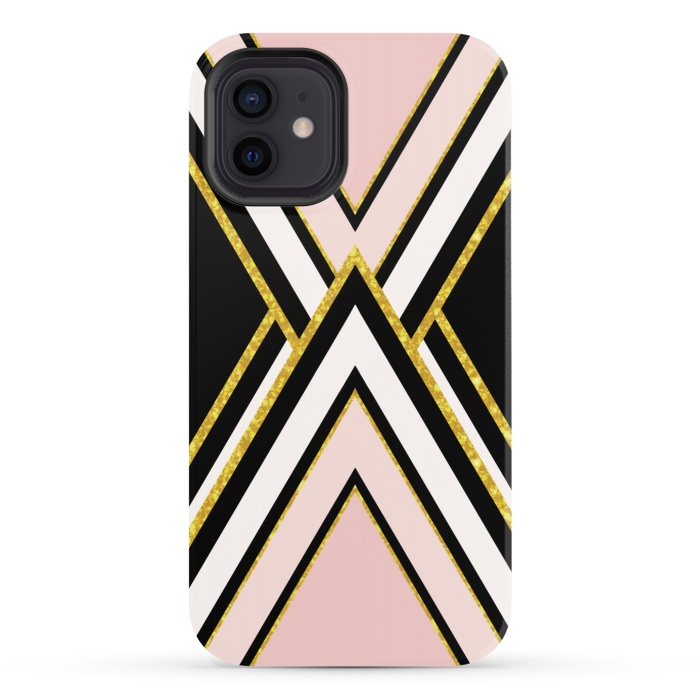 iPhone 12 StrongFit Pink gold geometric by Jms